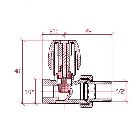 Кран радиаторный Icma 1/2" с антипротечкой прямой №813+940