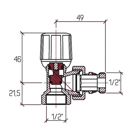 Кран радиаторный Icma 1/2" с антипротечкой угловой №951