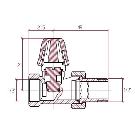 Кран радиаторный Icma 1/2" с антипротечкой прямой без ручки №815+940